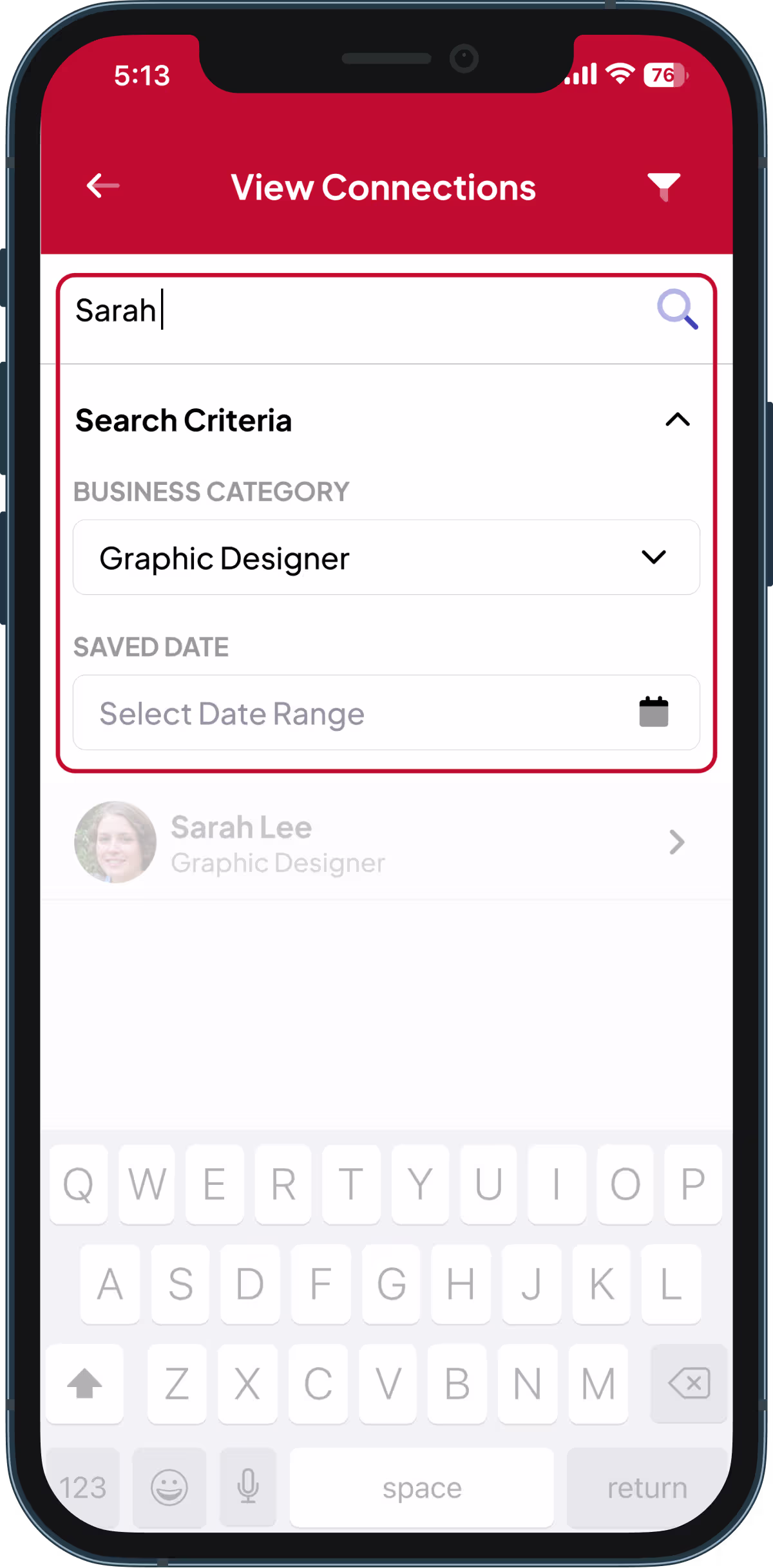 Filtered Search in the Spinnect app